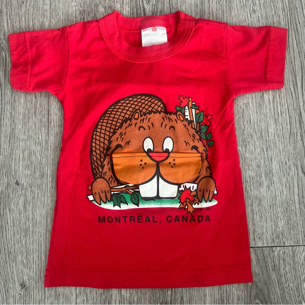Kids Floppy Graphic Beaver T-shirt Montreal Canada